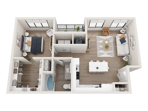 a1 floor plan  1 bedroom with 2 baths  129
